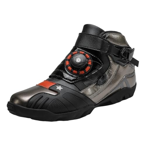 Leichtrit Botas Moto Transpirables para Hombre,Botas De Motociclismo,Botas De Moto con Pomo,Respirable,con Hebilla Giratoria,con Junta Montada El Engranaje,para Actividades Al Aire Libre