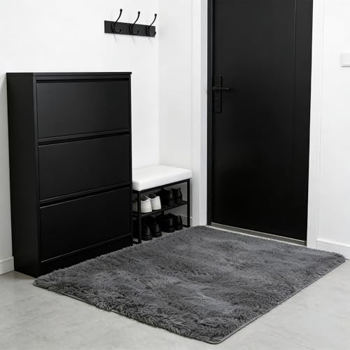Tapis de salon moderne 210x195 cm grand format gris pour chambre cosy