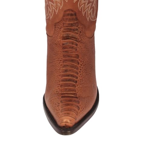 Texas Legacy Mens Cognac Western Leather Cowboy Boots Ostrich Leg Print J Toe4