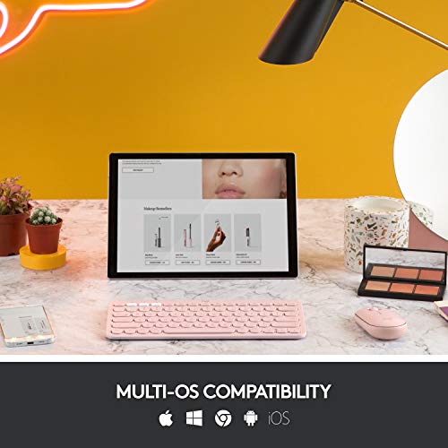 Logitech K380 + M350 Wireless Keyboard And Mouse Combo - Slim Portable Design, Quiet Clicks, Long Battery Life, Bluetooth Connectivity, Multi Device With Easy-Switch For Mac, Chrome Os, Windows - Rose #TOP3