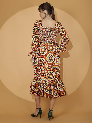 Image of Sheetal Associates Women's Casual Flared Sleeve Crepe Floral Fit and Flare Dress