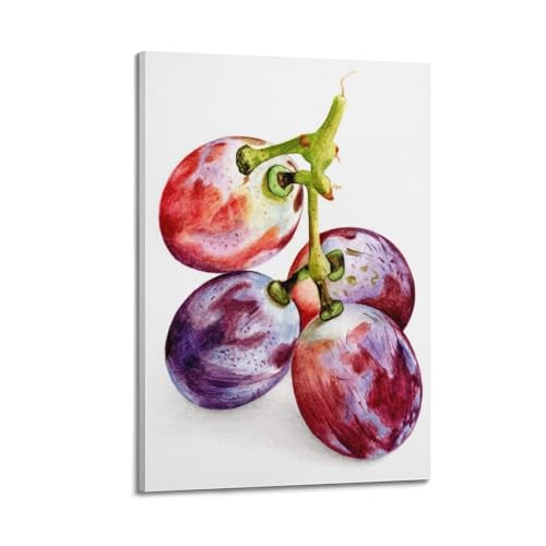 Poster branche de raisin aquarelle JIDUHON toile 20x30 cm cadre