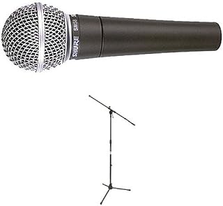 Shure SM58S Vocal Microphone (with On/Off Switch) with On Stage Stands MS7701 Tripod Boom Microphone Stand