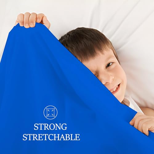 Image of Sensory Bed Sheet for Deep Pressure Therapy - Spandex Bed Sheet - Sensory Compression Blanket for ADHD, Autism - Breathable & Hypoallergenic, Blue, Queen Size