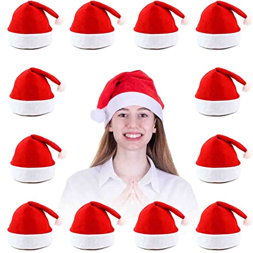 VFZILH Gorros de Papá Noel a Granel, Paquete de 12 Gorros de Navidad para Gorro de Papá Noel Unisex para Suministros de Fiesta navideña Cover