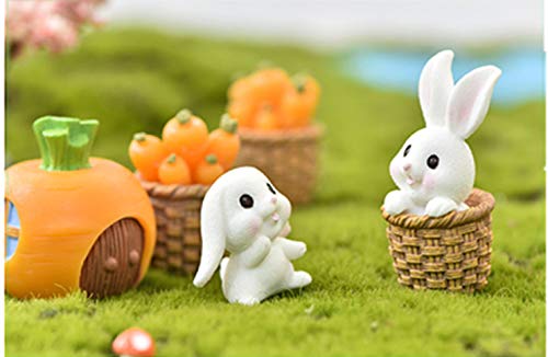 Cooltop Miniature Rabbit Figurines Cute Carrots Basket Micro Landscape Fairy Garden Carrot House Diy Crafts Ornaments Accessories (Set Of 7) #TOP4