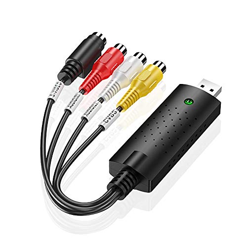 Zitainn Convertisseur VHS vers numérique Convertisseur vidéo USB 2.0 Carte de capture audio Boîte VHS Magnétoscope VHS Convertisseur TV vers numérique