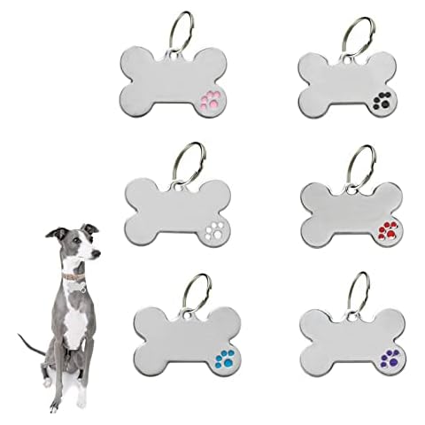 6Pcs Dog Tag Personalised ID Tags Engraved Bone Shaped Pet ID Dog Tags DIY Engraved Cat Dog ID Tags Plate Tag Pet Identity Name Tags for Dogs and Cats Pet ID Cover