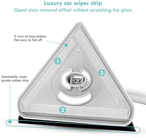 Adjustable Triangle Cleaning Mop Telescopic Glass Cleaning Mop Microfiber Multifunctional Rotatable Mop with 2 Mop Head to Clean Glass, Floor, Wall, Furniture, Ceiling