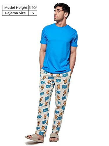 Image of The Souled Store Men Official Scooby Doo: Baddest Boy Beige Cotton Pajamas