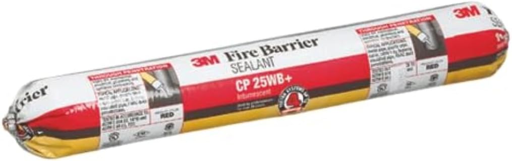3M Fire Barrier Sealant CP 25WB+, Red Color, One-Component, Gun-Grade, Latex-Based, Intumescent Material, 20 fl oz Sausage Pack