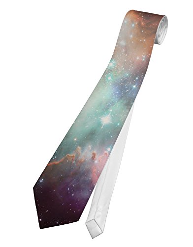 TOOLOUD Space All Over Printed White Neck Tie All Over Print