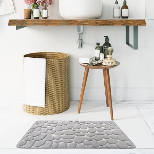 Tapis de bain super absorbant antidérapant en velours gris - 8