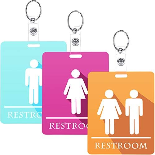 Outus Restroom Key Tags Restroom Pass Keychains Unisex Restroom Keychain or Key Tag Bathroom Passes Classroom for Male Female Restroom Washroom Toilet Sign