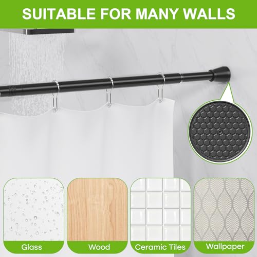 Image of Shower Curtain Rod 45 to 77 Inches Black Tension Curtain Rod No Drilling Shower Tension Rod Adjustable Curtain Tension Rod Shower Rods for Bathroom,Windows