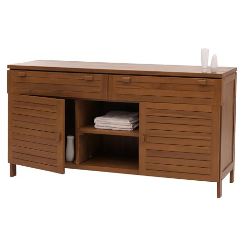 Mendler Mobile lavabo in teak HWC-M87, mobile lavandino bagno, teak di qualità B (durame, 20-30 anni), 80x150x40cm
