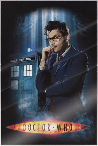 Doctor Who - TV Show Poster Print (Dr. Who & The Tardis) (David Tennant - The 10th Doctor) (Size: 24"x 36") (Laminated Poster)
