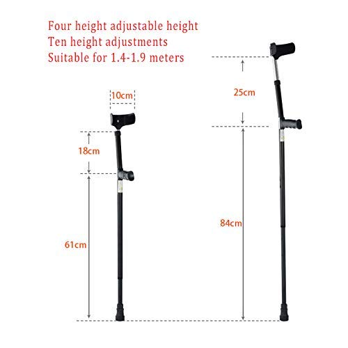 Bastones Muletas de antebrazo de Aluminio Ajustables para niños y Adultos de Baja Estatura, Mangos ergonómicos, Reduce la Fatiga del Brazo y el Dolor de Artritis, Caminar o Caminar Viga de Equilibrio