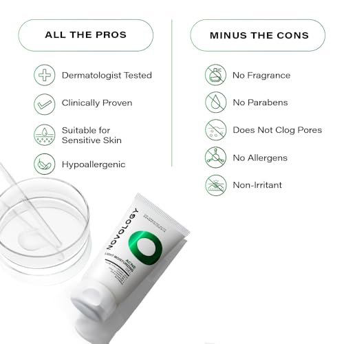 Image of Novology Acne Light Moisturizing Gel with Hyaluronic Acid, Glycerin, Pro-Vitamin B5 & Niacinamide | For Oily, Acne Prone Skin| Non-Sticky Hydration for upto 100 hours | 50 g