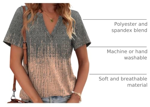 Image of WEESO Womens Tops Summer Short Sleeve V Neck Blouses Business Casual Loose Fit Tshirts Trendy Fashion Outfits