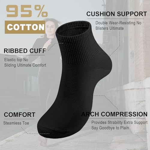 Image of Womens Crew Ankle Socks 8 Pairs Thin Cotton Athletic Casual Socks for Women Gym Running Sports