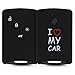 Produktbild kwmobile Autoschlüssel Hülle kompatibel mit Renault 4-Tasten Autoschlüssel Karte (nur Keyless Go) - Silikon Schutzhülle Schlüsselhülle Cover I Love My car Weiß Rot Schwarz