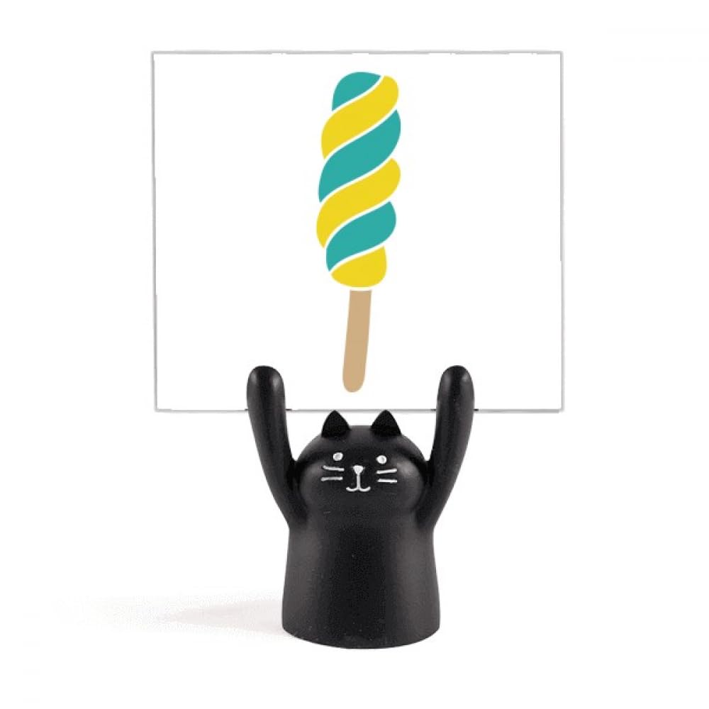 Pince-notes chat noir avec spirale bicolore jaune et verte
