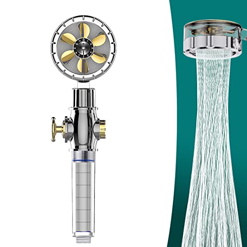 Pommeau de douche haute pression chromé avec kit hydrojet à hélice - 2