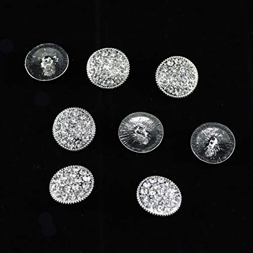Jerler 10 Pcs Sliver Rhinestone Buttons Crystal Embellishments Sew On Clothing Buttons #TOP2