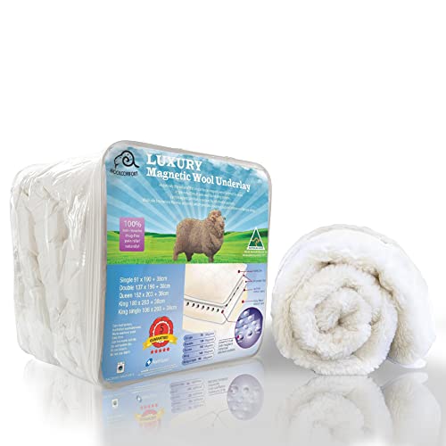 Aus Made Reversible Magnetic Therapy Wool Underlay Underblanket Topper All Size (Super King)