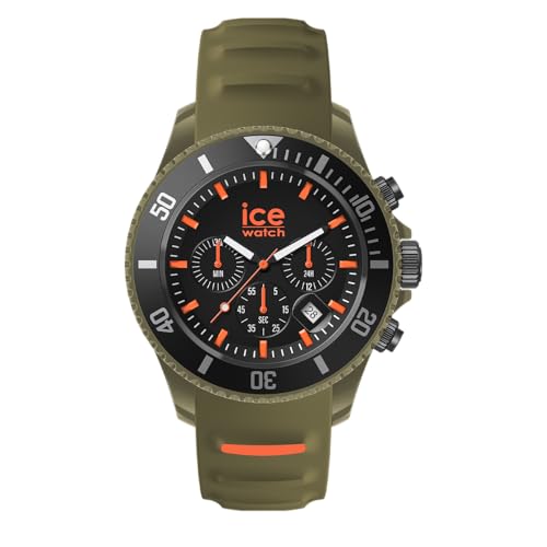 ICE-WATCH - Ice Chrono Khaki Orange - Montre Verte Mixte avec Bracelet en Plastique - 021427 (Medium)
