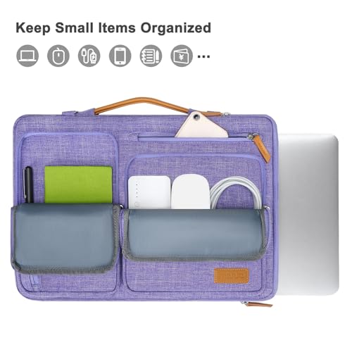 Image of MOSISO 360 Protective Laptop Shoulder Bag,13-13.3 inch Computer Bag Compatible with MacBook, HP, Dell, Lenovo, Asus Notebook,Side Open Messenger Bag with 4 Zipper Pockets&Handle, Purple