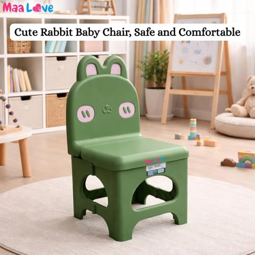 Image of Plastic Foldable Chair for Kids | School Study Chair for Indoor or Outdoor Use for Toddler Kids | Strong & Stable, Safe Rounded Edges | Capacity Up to 40 Kg (Green)