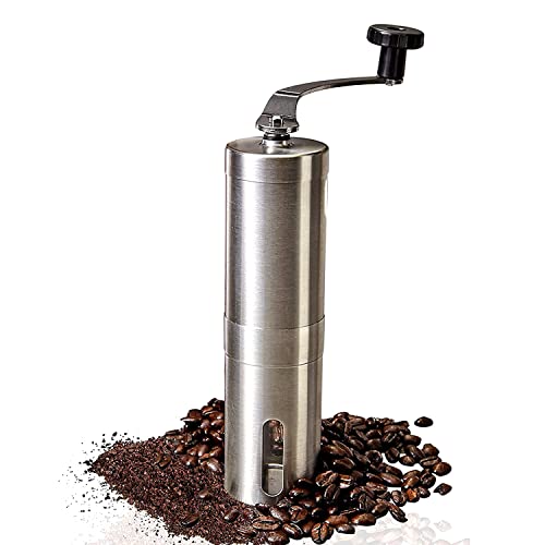 Kaffeemühle manuell, aus Edelstahl Feinstes Kaffeearoma Dank Stufenloser Mahlgradeinstellung & Präzisem Keramik…