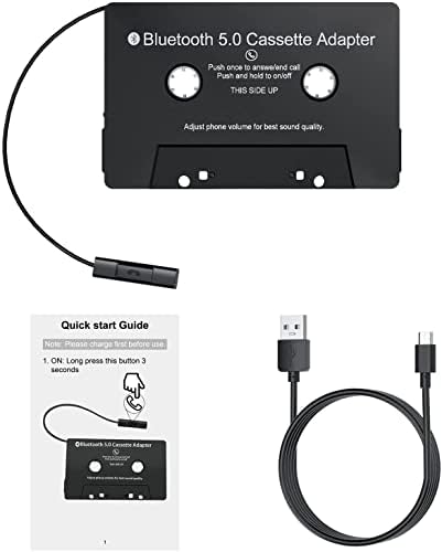 DIGITNOW Car Audio Cassette Receiver, Bluetooth 5.0 Cassette Aux Adapter for Listening Mobile Phone Music and Car Voice Handsfree, Black