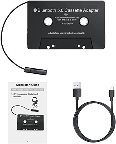Mersoco Car Audio Bluetooth Cassette Receiver for Tape Player, Bluetooth 5.0 Cassette to Aux Adapter with Hands-Free Calling(Black)