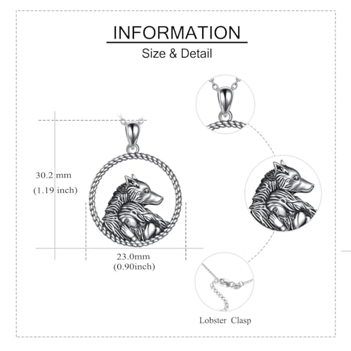 YAFEINI Sterling Silver Wolf Pendant Necklace - Wolf Jewelry Gifts for Women, Wife, Girlfriend4