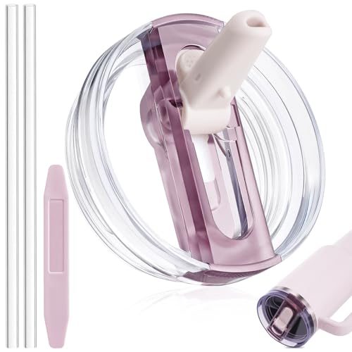 Stanley Cup Lid Leakproof Replacement Flip Straw Lid for Stanley Quencher H2.0 1.2L with 2 Silicone Straws Removable for a 360 Clean