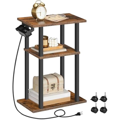 HOOBRO Small Narrow Side Table with Charging Station BF122UBZ01 Cover