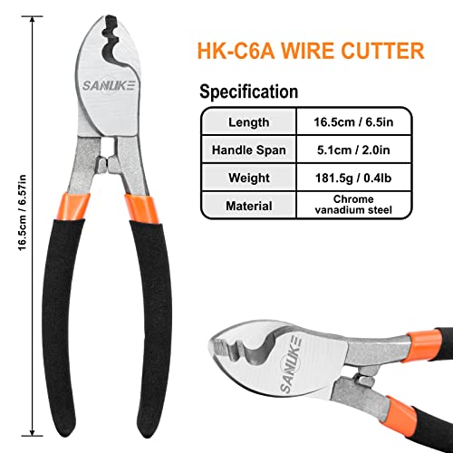 Sanuke Cable Cutters, 6-Inch High Leverage Cable Cutter Heavy Duty-Multifunctional Compact Sharp Cutting For Aluminum, Copper, Wire, Communications Cable #TOP6