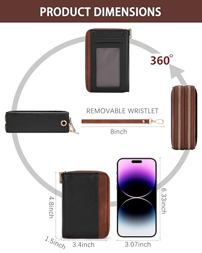 Image of Credit Card Holder for Women,Accordion Wallet with wristlet