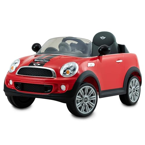 ROLLPLAY Voiture Électrique, Avec Télécommande, Fonction Marche Arrière, À partir de 3 Ans, Jusqu'à 35 kg, Batterie 6 Volts, Jusqu'à 4 km/h, MINI Cooper S Roadster, Rouge