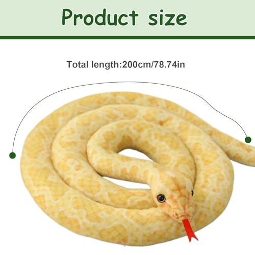 Animal en peluche serpent de simulation jaune grand confort remplie de coton