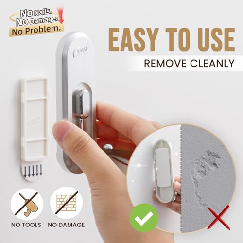 Image of TAILI Adhesive Large Hooks for Hanging, 4 Coat Hooks & 6 Strips, Silver