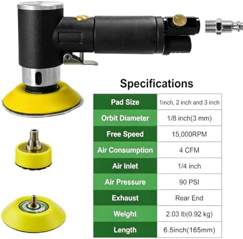 Mini Air Sander 1/2/3 Inch Pneumatic Small Random Orbital Polisher — 사진 2