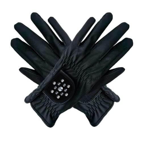 MagicTack Reithandschuhe schwarz mit Glitzer Patches (8,5) Cover