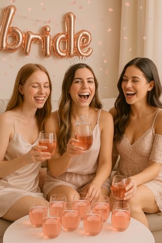 36 piece Stemless Unbreakable Crystal Clear Plastic Wine Glasses Set of 36 (12 Ounces - Pink) - Thumbnail 7