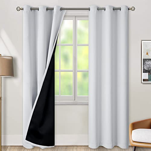 BGment Greyish White 100% Blackout Curtains for Bedroom 84 Inch
