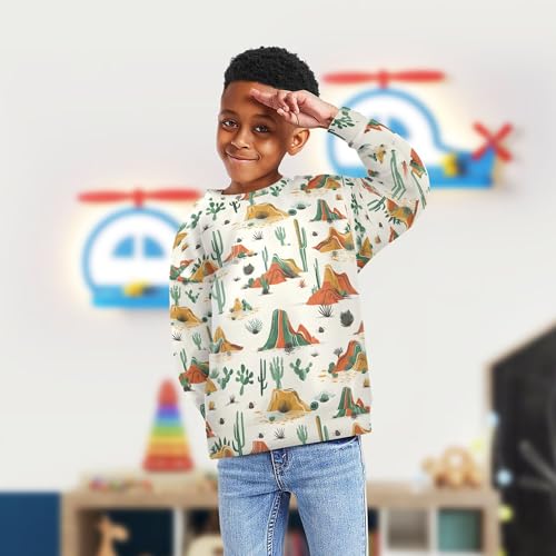 JUNZAN Retro Western Cacti Desert Little Boys Pullover Hoodie Fleece Kids Pullover Hoodie Sports 4T4