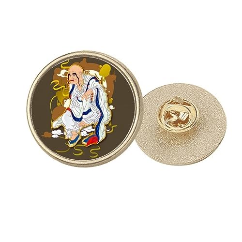 Broche ronde dix-huit Arhats en métal doré le cadeau culturel idéal en taille M